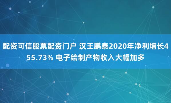配资可信股票配资门户 汉王鹏泰2020年净利增长455.73% 电子绘制产物收入大幅加多